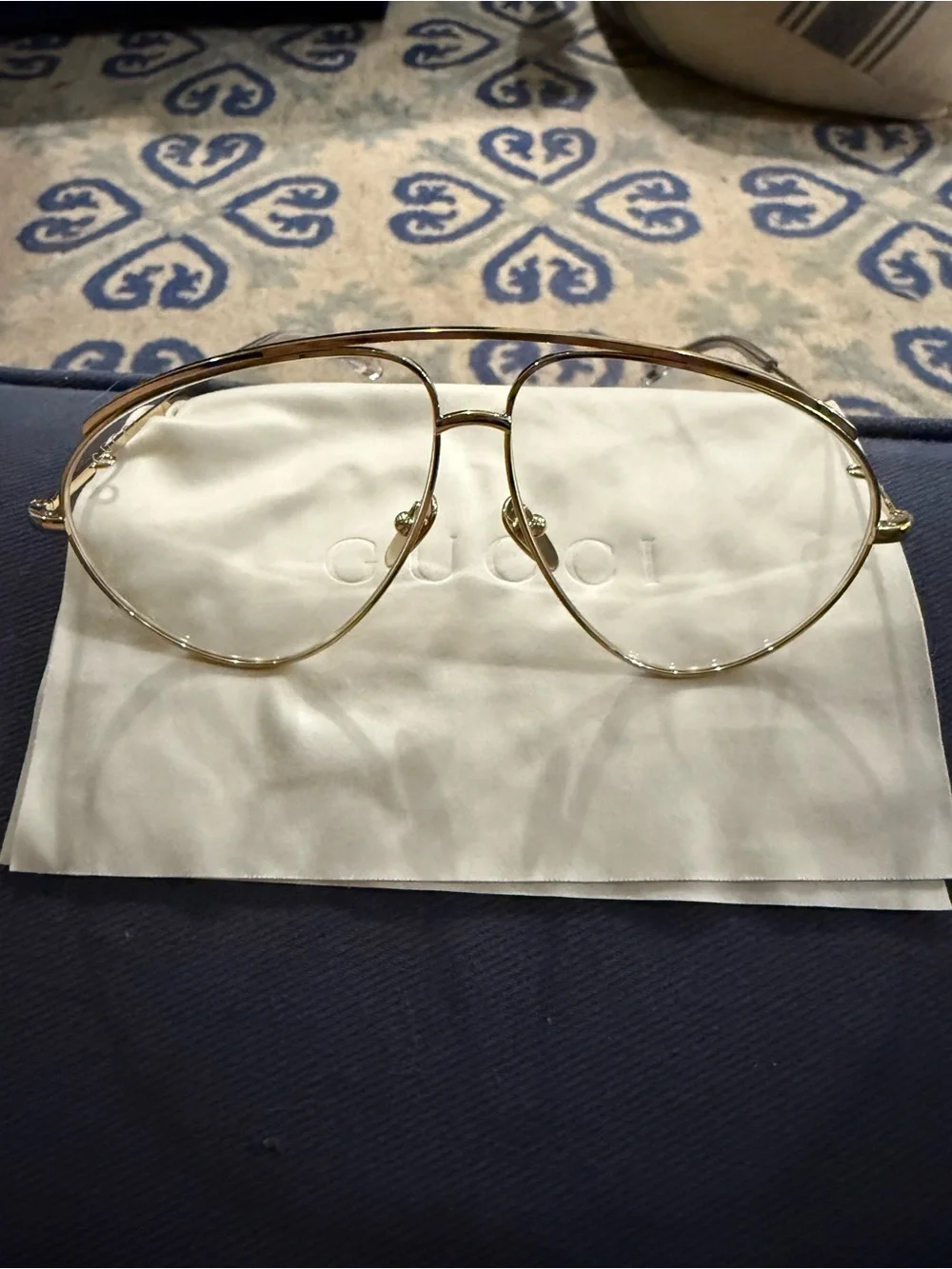 Gucci Gold Metal Aviator Women's Glasses